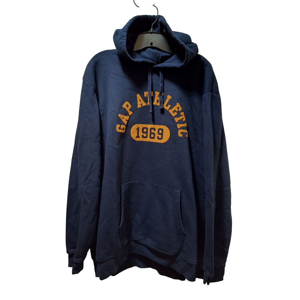 Gap Athletic 1969 Pullover Hoodie Men’s XXL Navy Blue Graphic Print Sweatshirt